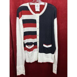 Sz BB5 XL Black Fleece Cotton Knit Cardigan Color Block Thom Browne